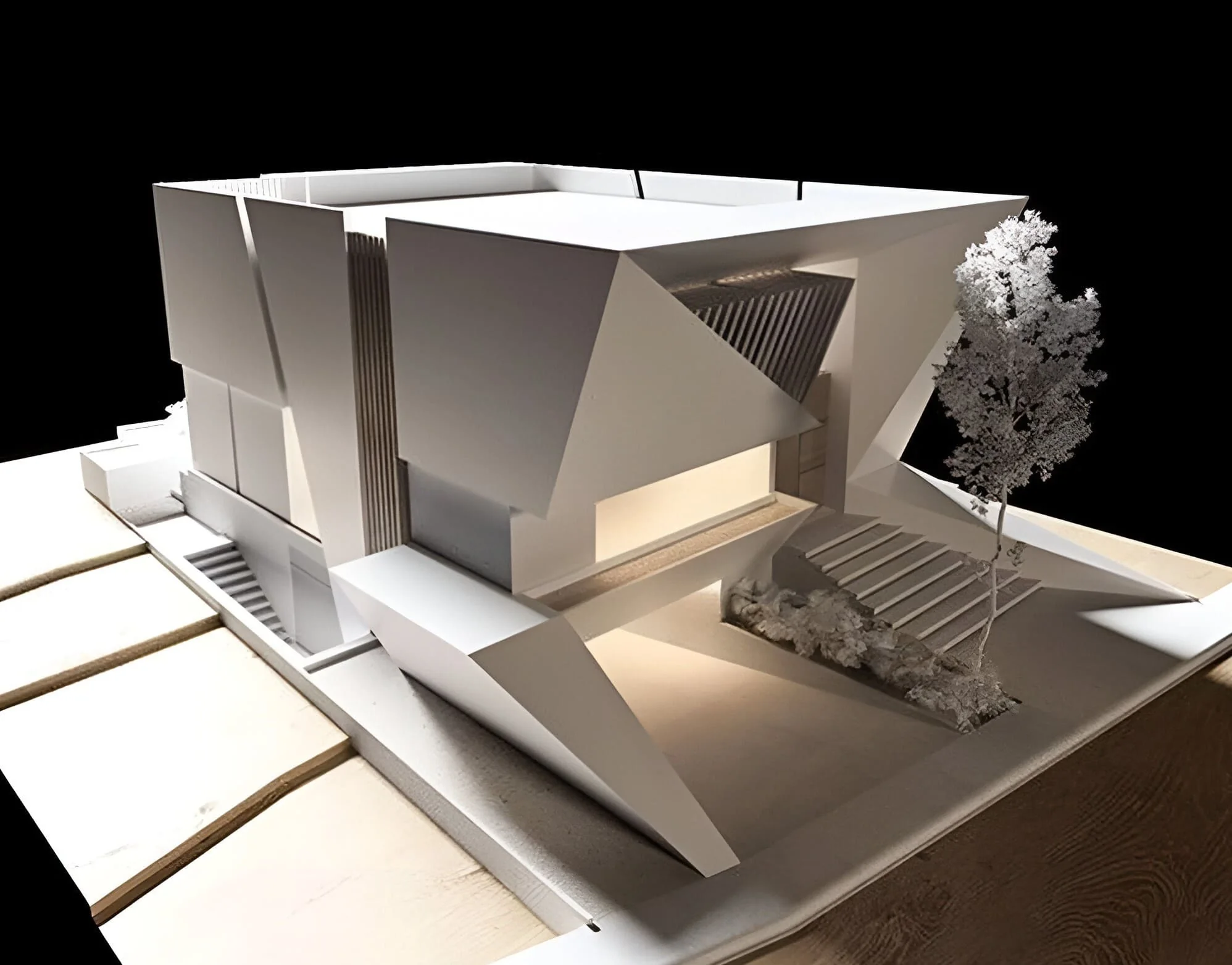 Maqueta arquitectónica de un proyecto contemporáneo